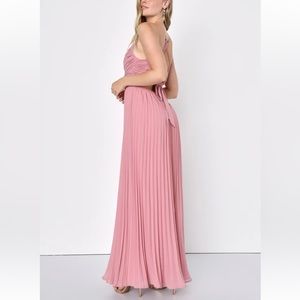 NWT Lulus Feeling Marvelous Dusty Rose Pleated Tie-Back Maxi Dress Size Large